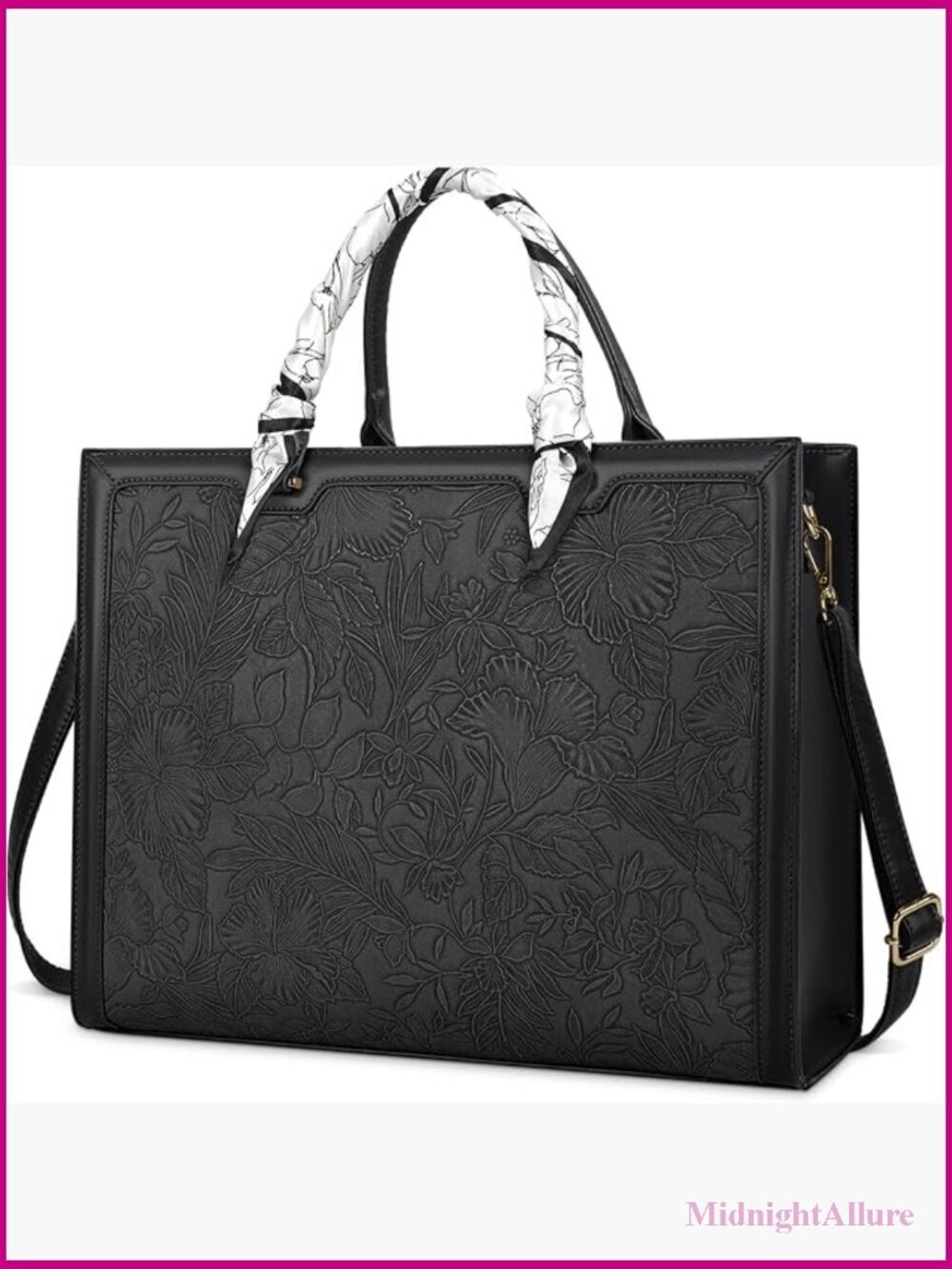 Waterproof Leather 15.6" Laptop Tote with Detachable Scarf
